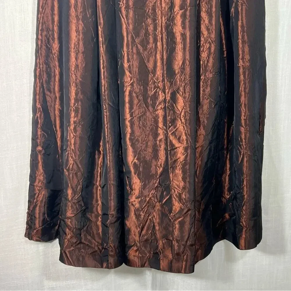 Vita Di Moda Metallic Golden Amber Copper Shimmer Event Skirt Size Small